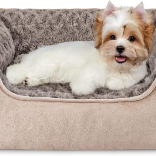 Beige rectangular breathable pet bed