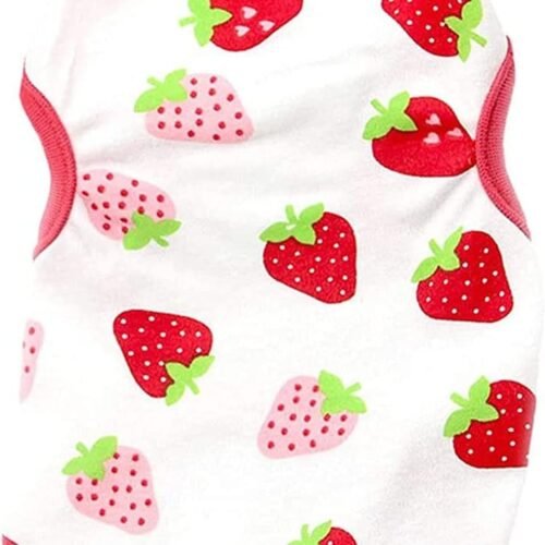 Strawberry Print Sleeveless Cotton Dog Tee