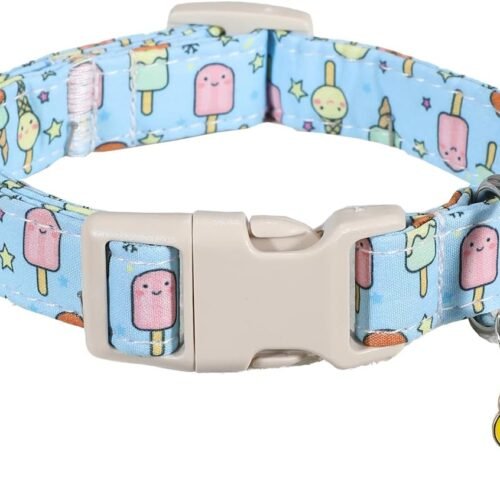Dog Collar with Ice Cream Print and Charm
