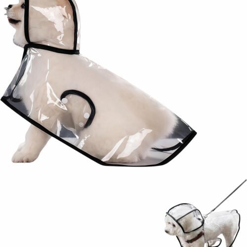 Transparent Hooded Rain Poncho for Medium Dogs