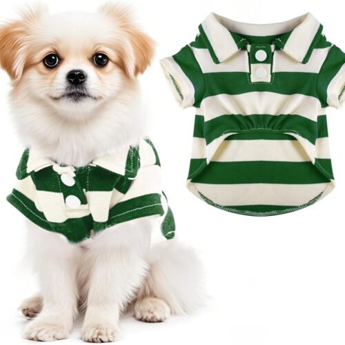 Striped Collar Polo Shirt for Small Dogs
