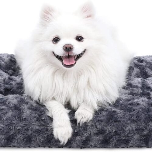 Dark grey thickened plush pet bed