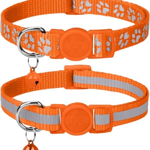 Reflective Breakaway Cat Collars with Bells, Adjustable