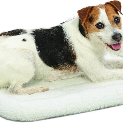 White fleece dog mat