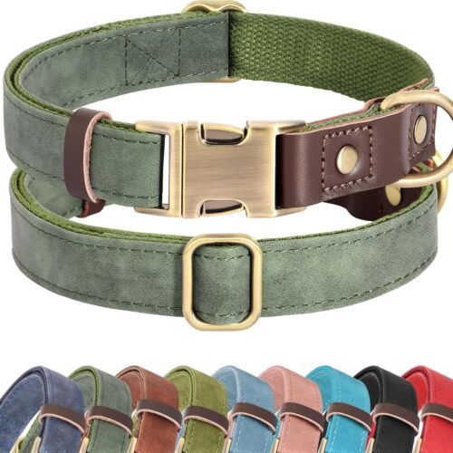 PU Leather Dog Collar, Soft Lined, Quick Release Buckle