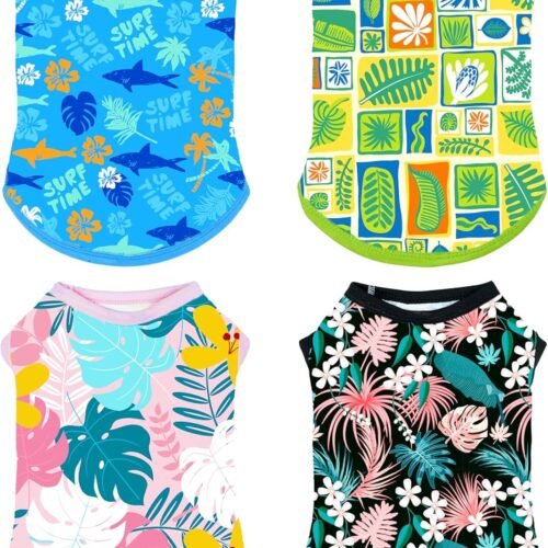 UPF 50 Floral Sleeveless Dog Hawaiian Shirts